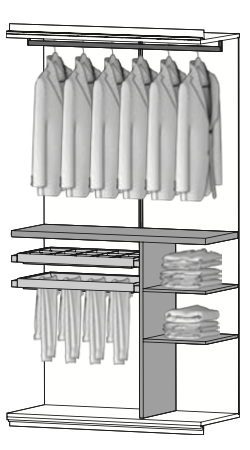 PG03 - vertikale Abtrennung m. 2 Regalböden, je 1 ausziehbarer Gürtel- u. Hosenträger