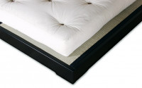 Massivholzbett KANSOKA, 180x200 cm, schwarz lackiert (inkl. Lattenrost, 2 Tatami) 80x200 cm (1 Tatami) / Buche, Natur unbehandelt / ohne Tatami