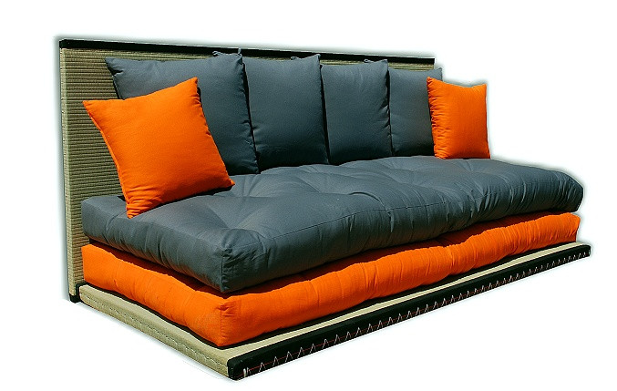 Tatami Sofabett Farbkombination Orange mit Anthrazit