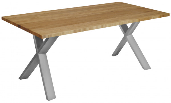 Tisch OKU-X m. Holzgestell, Eiche massiv 4 cm