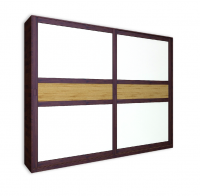 Kleiderschrank FENG 200x220 cm mit 2 Schiebetüren, Buche massiv Buche natur/natur / Holz auf Holz / Baumwollstoff / glatt, ohne Griffe