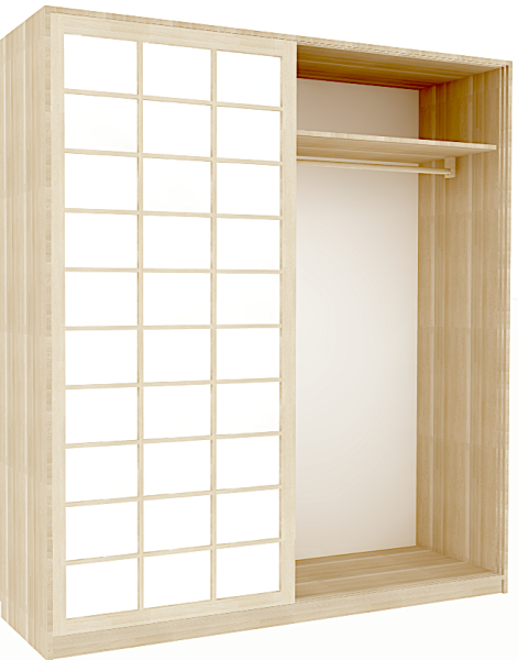 Kleiderschrank SHOJI 200x220 cm mit 2 Schiebetüren, Buche massiv