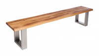 Sitzbank OKU m. Metallgestell, Eiche massiv 4 cm 140x42x45 cm / Stahl 'Anthrazit' matt lackiert / ohne Füllung / Metallkufen U-Form, 3x6 cm / Eiche...
