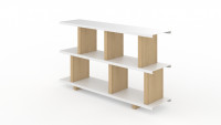 TOJO - 'Dreh', Regalsystem Stahl-Massivholz Grundmodul, 141x34x44 cm