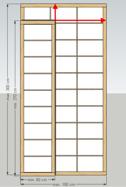 Shoji-Element 'XL', Breite 60-150 x Höhe (Länge) 270-300 cm