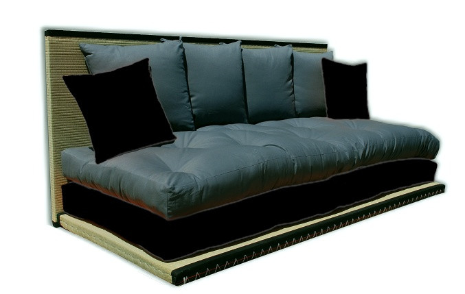 Tatami Sofabett Farbkombination Schwarz mit Anthrazit