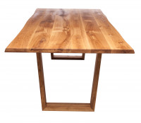 Tisch OKU m. Holzgestell, Eiche massiv 140x90 cm / Eiche m. geraden Kanten / Geölt / ohne Füllung / Massivholzkufen in U-Form, 4x10 cm