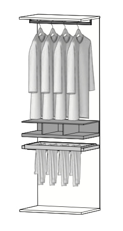 P.04 Regalelement und ausziehbarer Hosenhalter