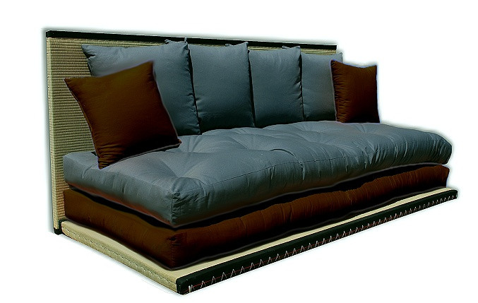 Tatami Sofabett Farbkombination Braun mit Anthrazit