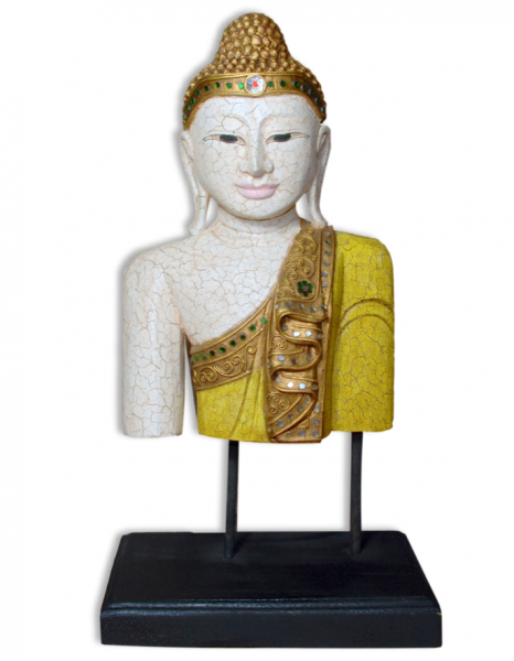 Buddha Büste, handgeschnitzt, Höhe 48/53 cm