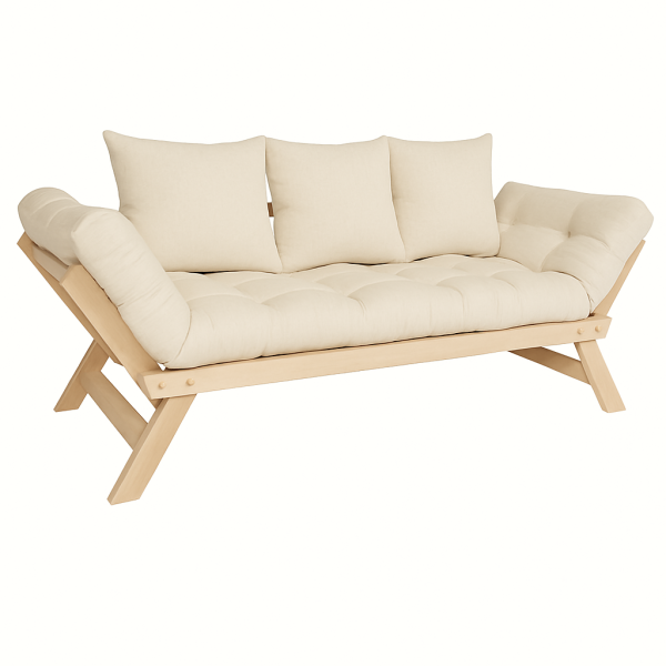Schlafsofa KAITO, Buche massiv, inkl. Futon Cotton comfort & 3 Kissen