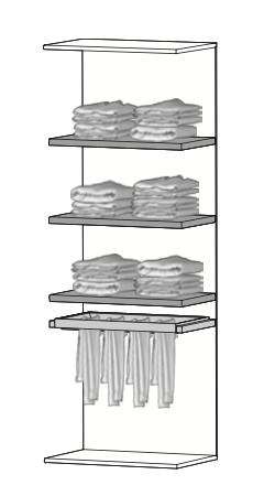 P.02 2 Regalböden und ausziehbarer Hosenhalter