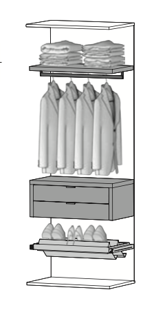 P.11 Regalboden, Ladenelement, ausziehbares Schuhfach