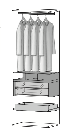 P.05 Regalelement, Ladenelement m. Glasfronten, ausziehbare Lade offen