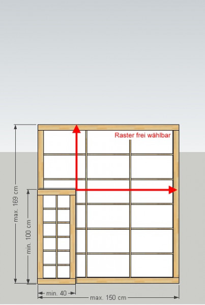 Shoji-Element 'M', Breite 40-150 x Höhe (Länge) 100-169 cm
