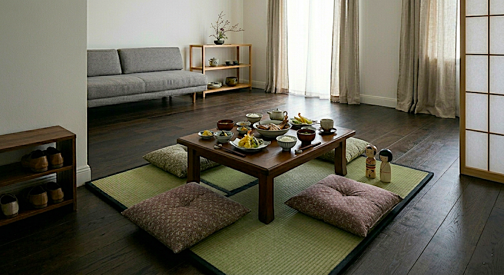 Tatami als Sitzlandschaft mit Zabuton