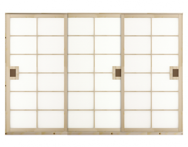 Kleiderschrank SHOJI 300x220 cm mit 3 Schiebetüren, Buche massiv