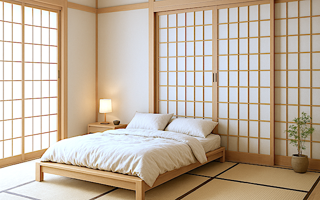 Shoji Trennwand aus Buche Natur — japanische Schiebetür als Raumteiler