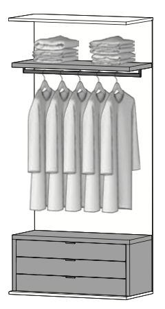 PF06 - 1 Regalboden u. Ladenelement m. 3 Schubladen