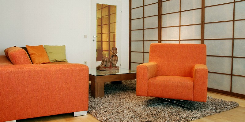 Wohnzimmer mit Shoji-Schiebewand